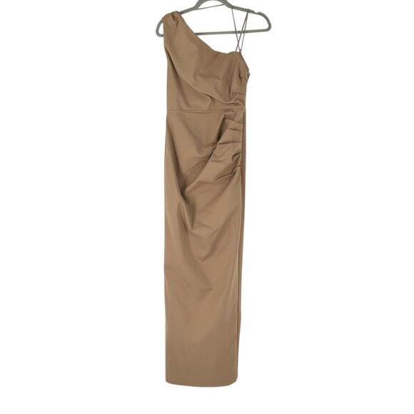 NWT Shona Joy Lani Asymmetrical Gathered Maxi Dress in Cinnamon - Picture 3 of 9